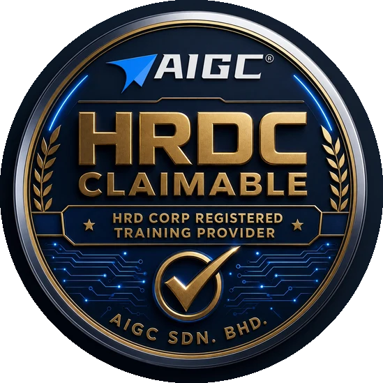 HRDC Claimable badge — HRD Corp Registered Training Provider, AIGC Sdn. Bhd.
